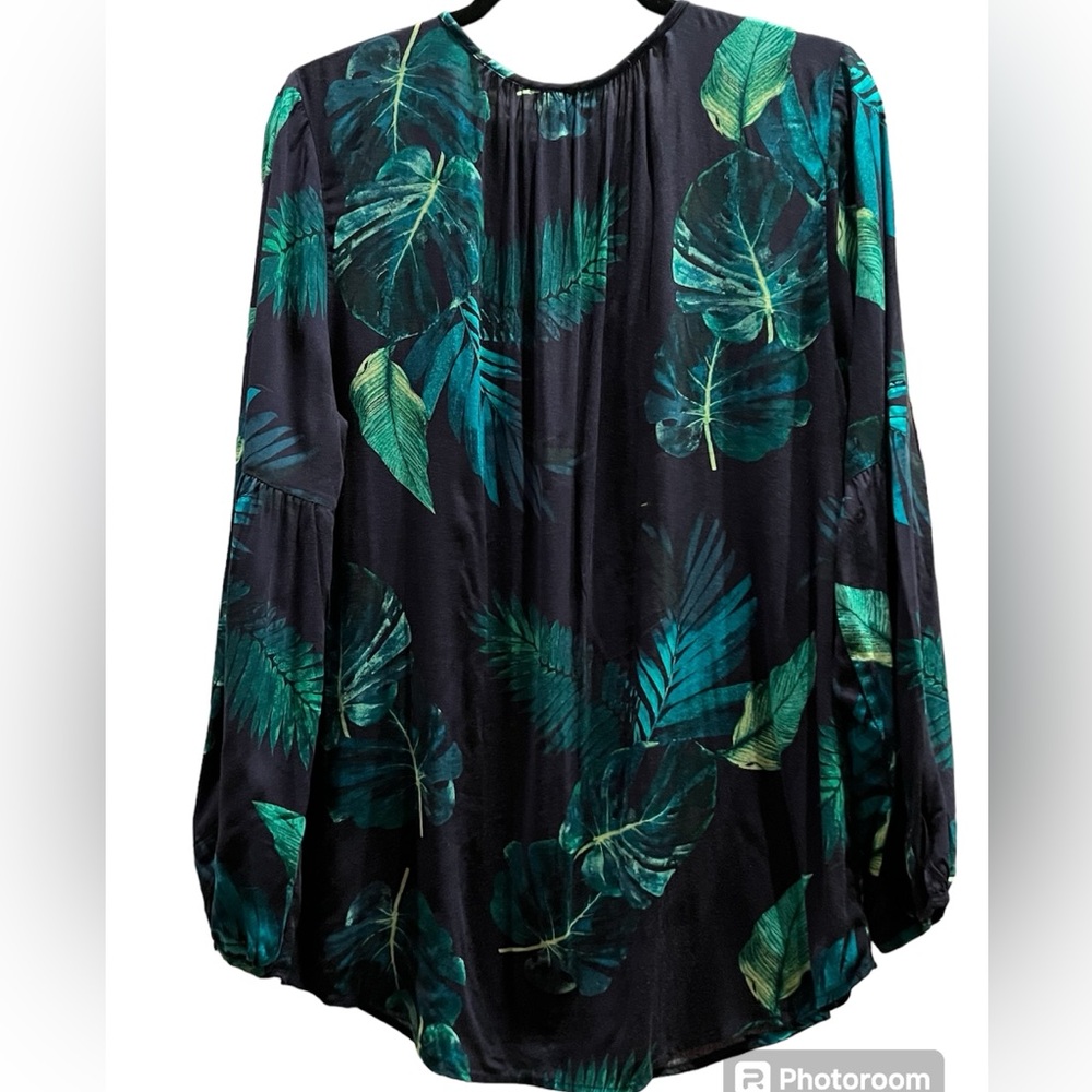 Old Navy Blue/Green Tropical Long Sleeve Top - Picture 4 of 4
